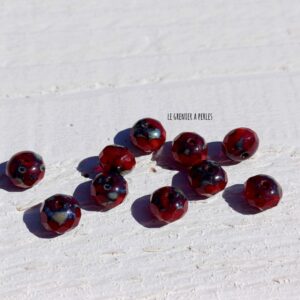 10 Rondelles Tchèques 5 x 7 mm * Rouge Rubis Picasso 0999 * Czech Rondelles