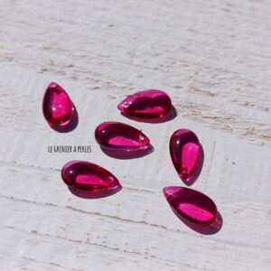 2 Perles Goutte 15 x 8 mm Fuchsia