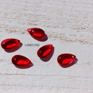 2 Perles Gouttes 15 x 8 mm Rouge