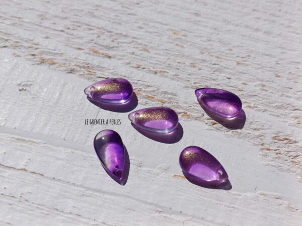 perles gouttes violet or