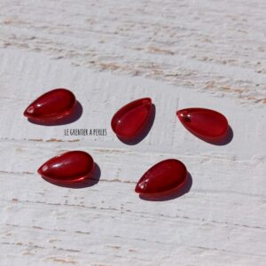 2 Perles Gouttes 15 x 8 mm Rubis