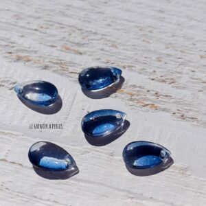 2 Perles Gouttes 15 x 8 mm Bleu Nuit