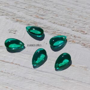 2 Perles Gouttes 15 x 8 mm Vert Emeraude