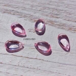 2 Perles Gouttes 15 x 8 mm Rose clair