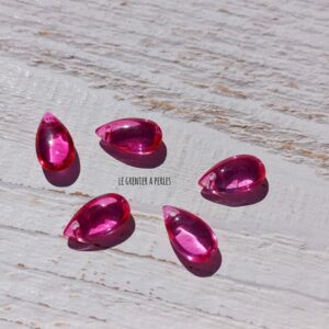 2 Perles Gouttes 15 x 8 mm Rose Foncé