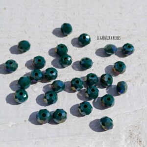 20 Perles Abacus 6 mm Emeraude Opaque AB