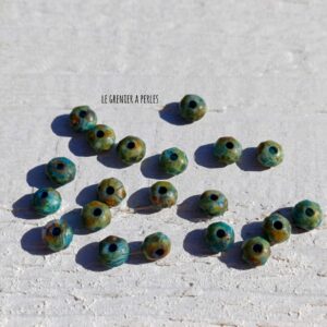 20 Rondelles Tchèques 3 x 5 mm * Blue Green Picasso * Czech Rondelles