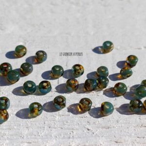 30 Perles Trica 3 x 4 mm * Vert & Picasso