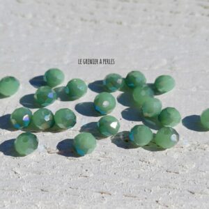 20 Perles Abacus 6 mm Mojito Irisé