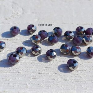 20 Perles Abacus 6 mm Violet & Argent