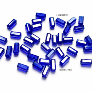 Perles Rectangles 7 x 3 mm bleu cobalt perles en verre rectangle le grenier a perles