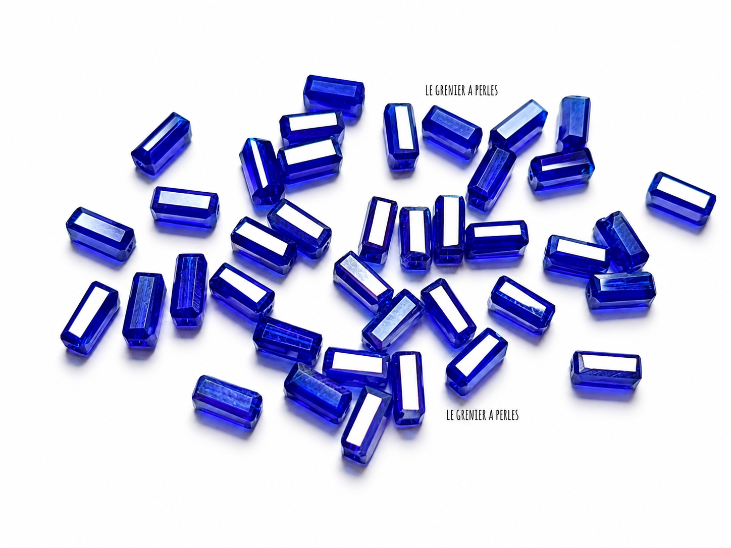 Perles Rectangles 7 x 3 mm bleu cobalt perles en verre rectangle le grenier a perles
