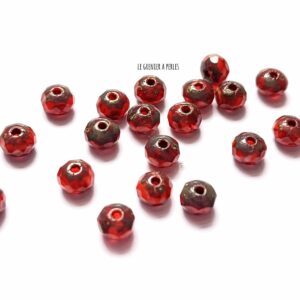 20 Rondelles Tchèques 3 x 5 mm * Ladybug Picasso * Czech Rondelles