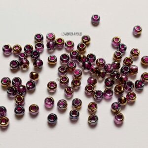 5 gr Perles de rocailles 4 mm Violine et Gold