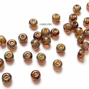 30 Perles Trica 3 x 4 mm * Brown and Mulberry