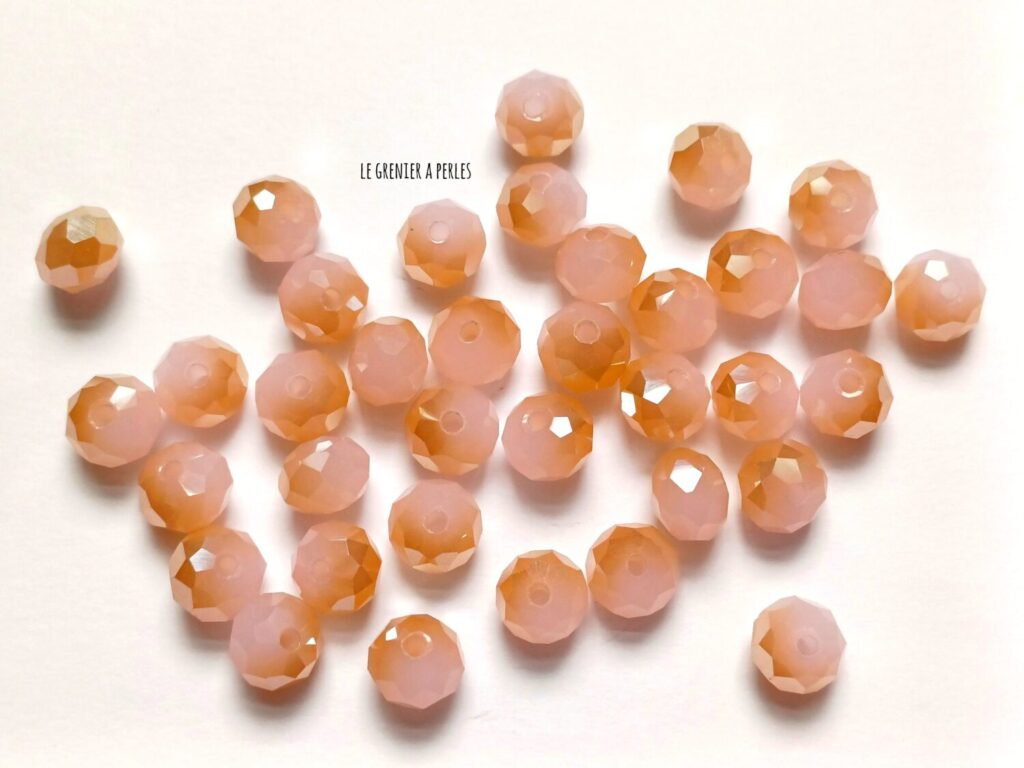 Perles abacus pêche opal irisé 2749