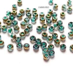 5 gr Perles de rocailles 4 mm Gentiane et Gold