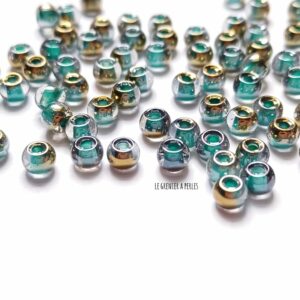 5 gr Perles de rocailles 4 mm Gentiane et Gold