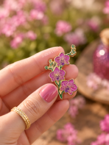 Pin's fleur pin's orchidée 2789 pin's fleur bohème pin's chic pin's fleur veste femme le grenier a perles (2)