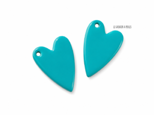Breloque coeur en émail turquoise 2815 le grenier a perles