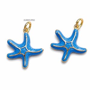 Breloques étoiles de mer charm starfish breloques 2835 étoile bleu et or le grenier a perles