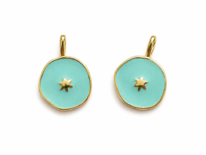2 Pendentifs Etoile Turquoise et Or
