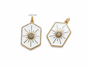 Breloques hexagone blanc charm hexagone 2833 soleil et strass le grenier a perles (2)