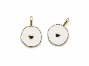 Pendentif Coeur blanc et doré 2836 pendentif pour l'été le grenier a perles