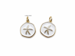 Pendentif étoile blanc et doré 2837 pendentif pour l'été le grenier a perles