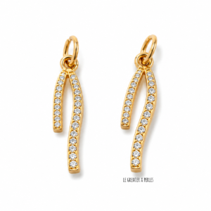 2 breloques Pampilles Or et Strass
