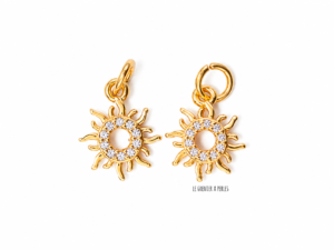 mini breloques Soleil Or et Strass 2824 charm soleil le grenier a perles