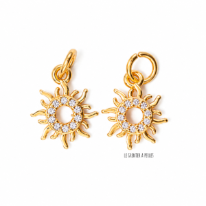 mini breloques Soleil Or et Strass 2824 charm soleil le grenier a perles