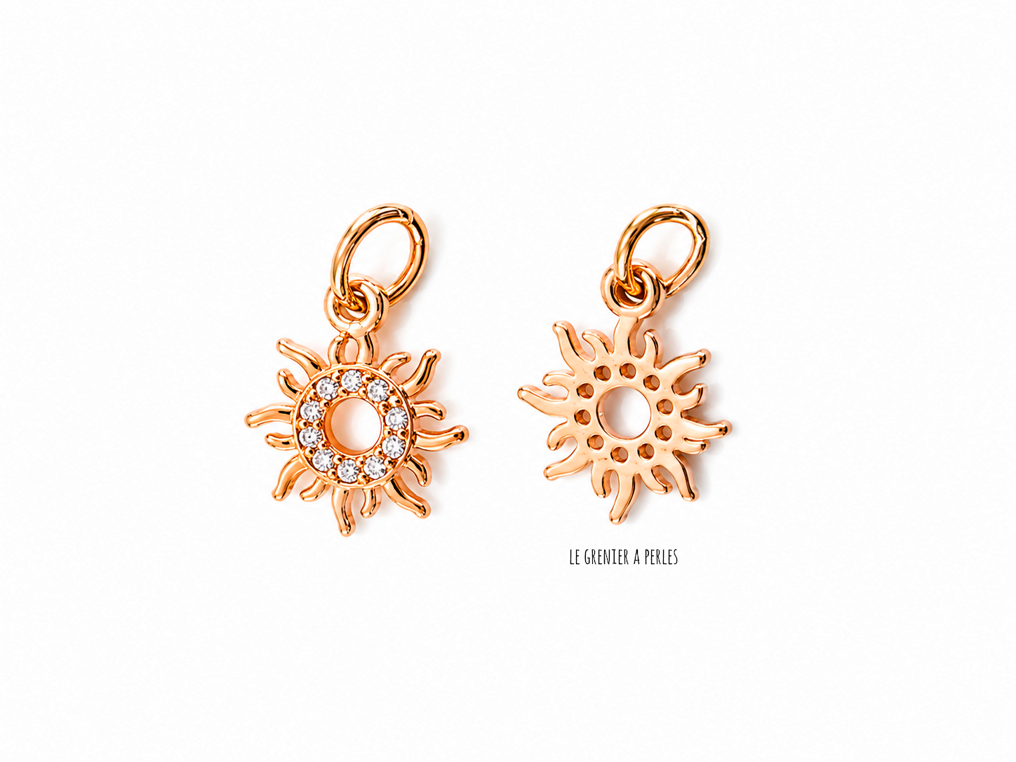 mini breloques Soleil Or et Strass 2824 charm soleil le grenier a perles